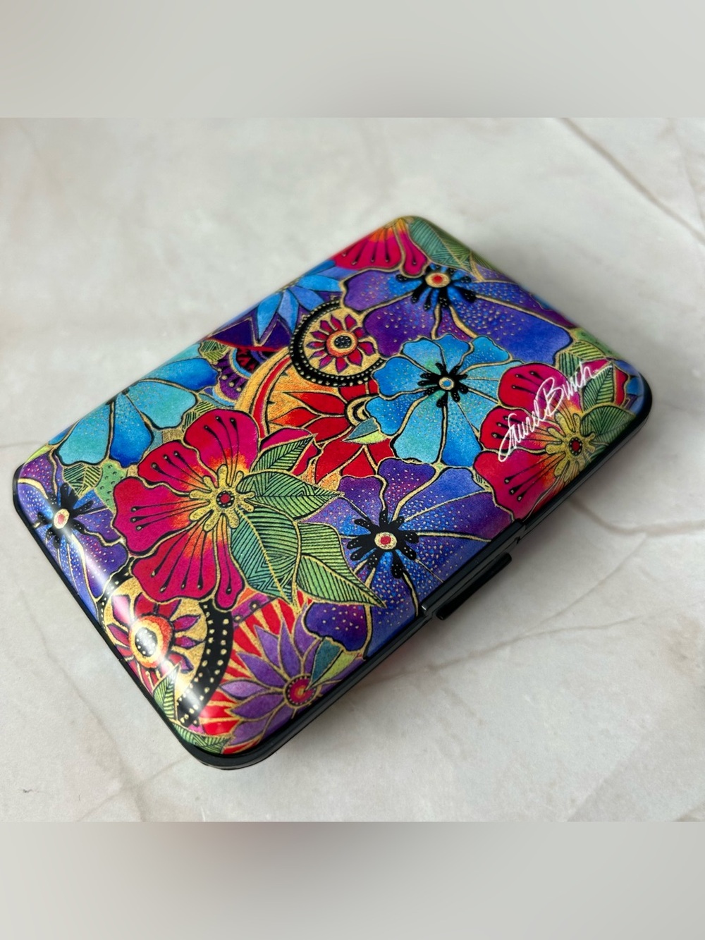Laurel Burch Floral Multicolor Metal Wallet